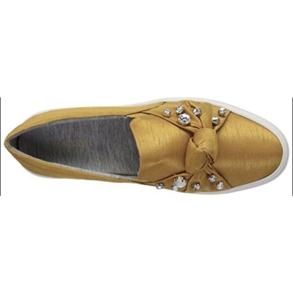 Nine West Orenda Fabric Embellished Slip On Sneakers - Size 8.5 - Mustard Yellow - Picture 2 of 11